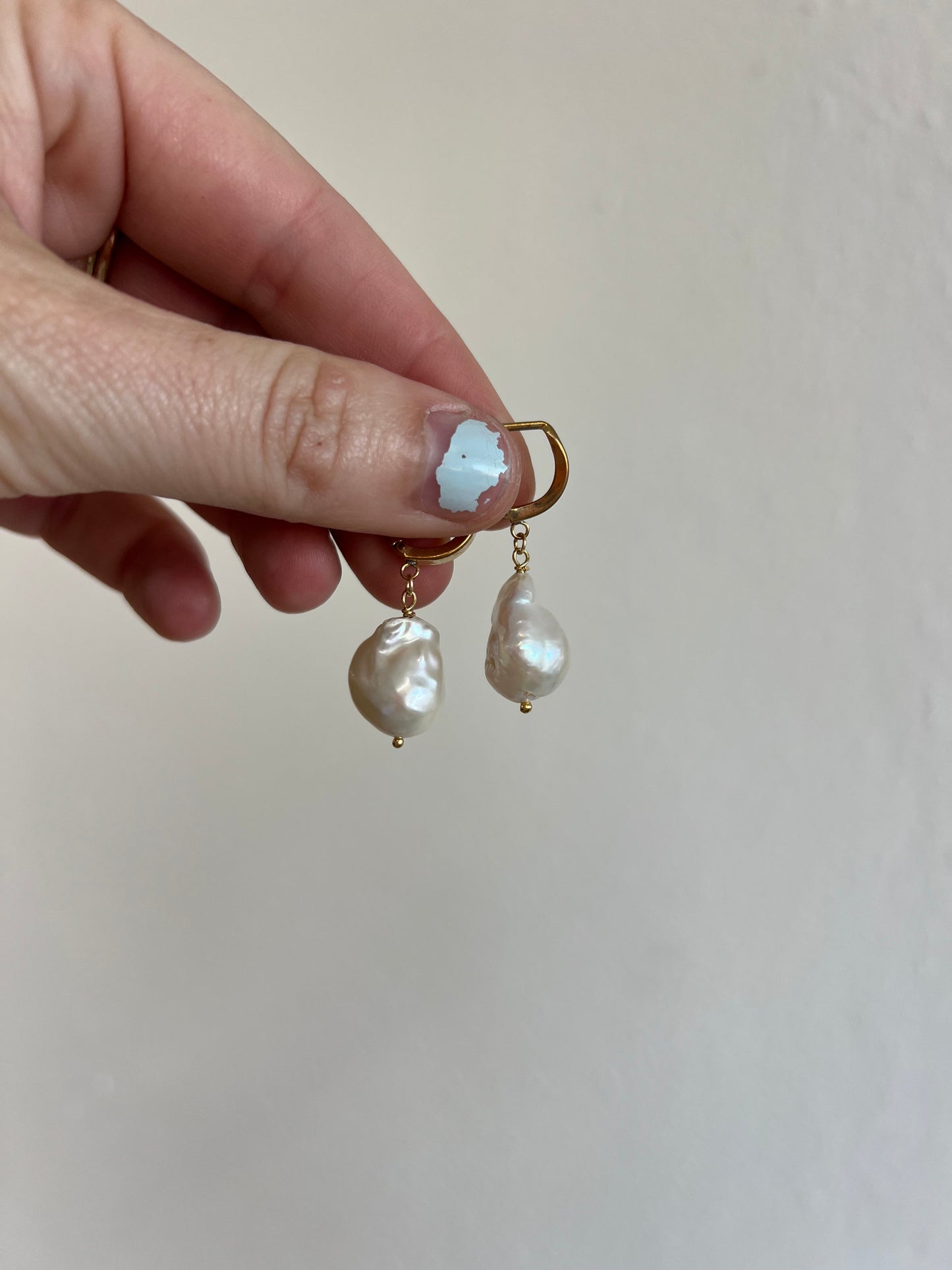 Baroque Pearl Hinge Hoops