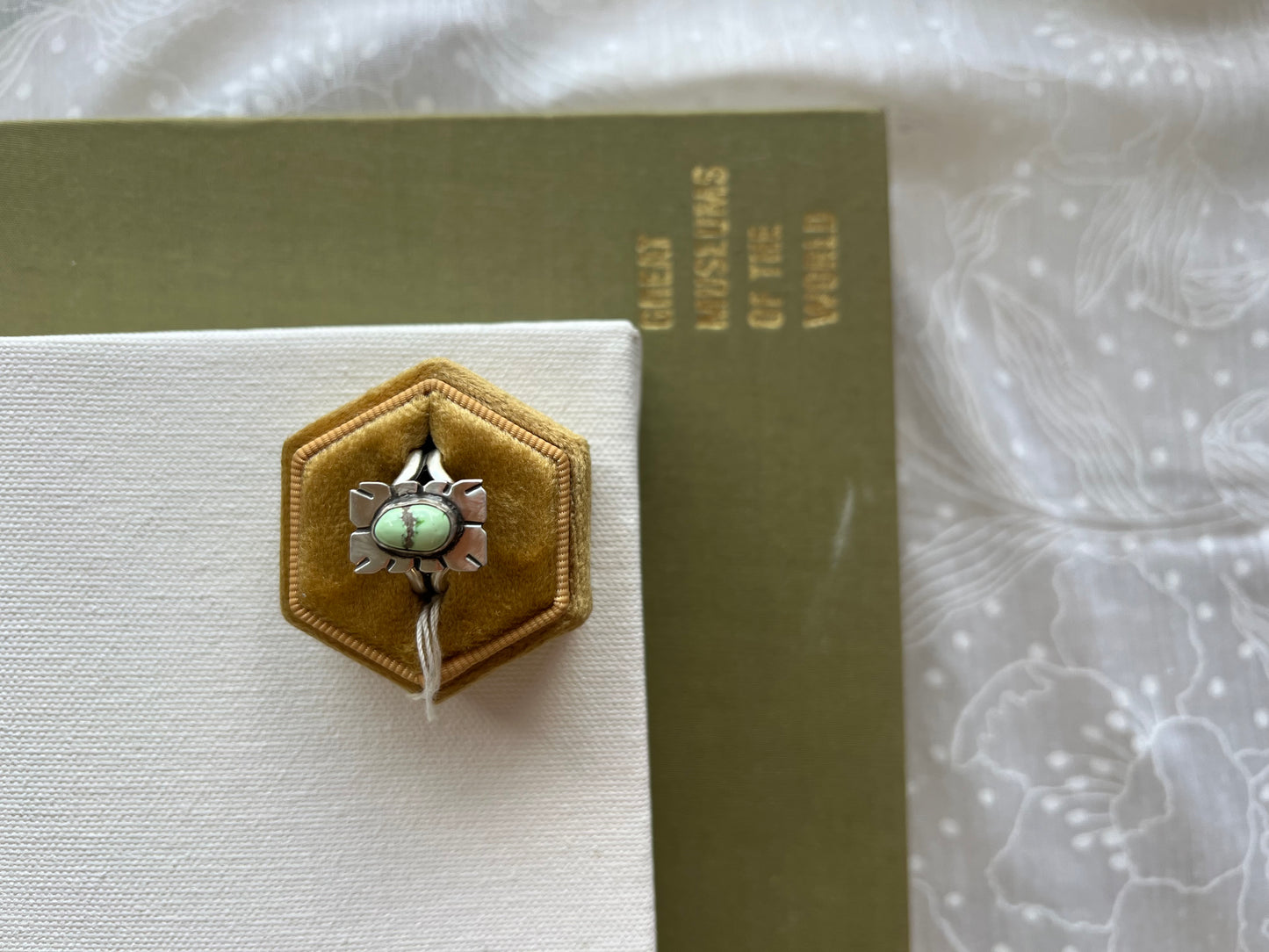 Medallion Ring With Mint Turquoise