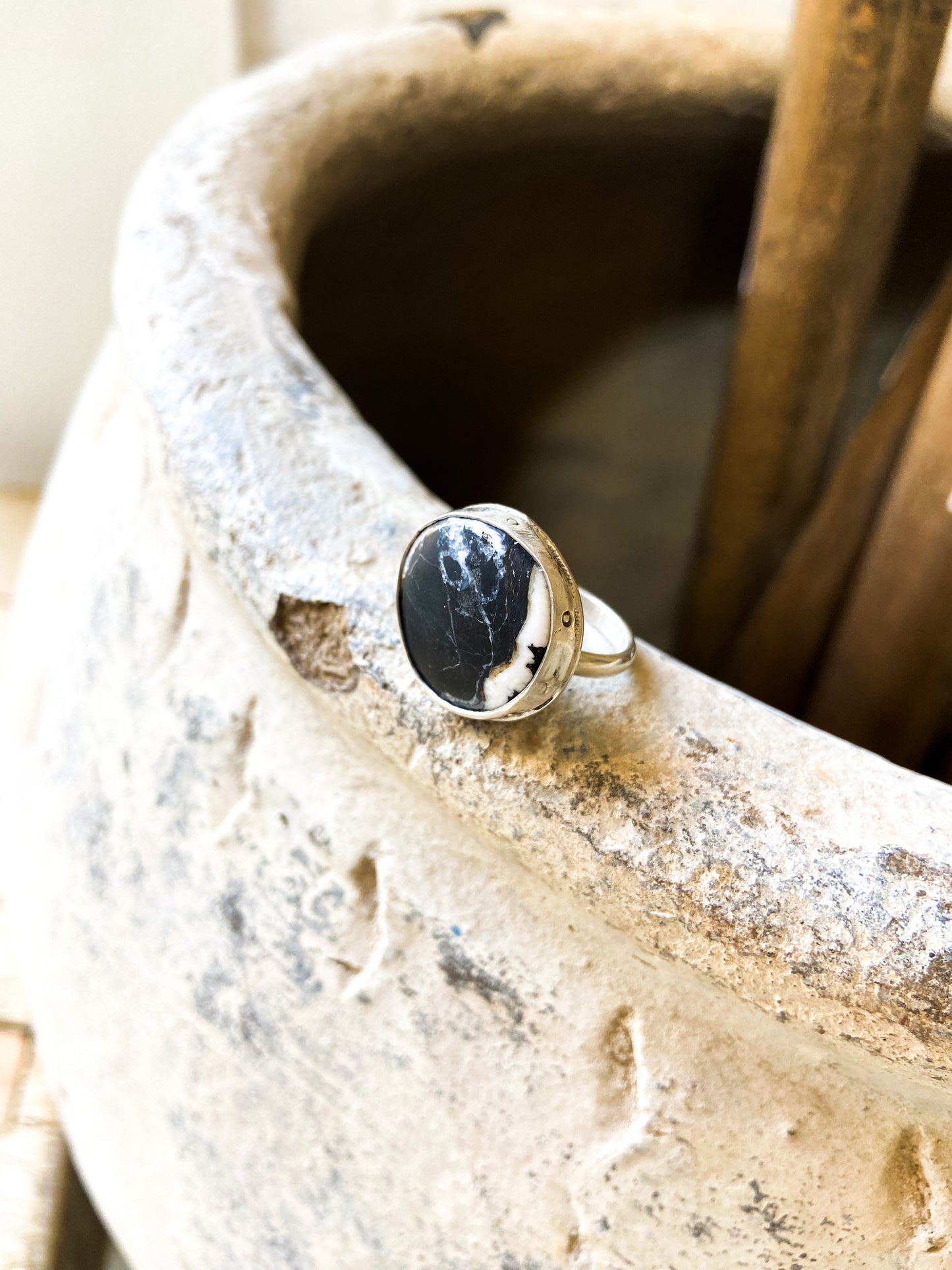 White Buffalo Turquoise Ring