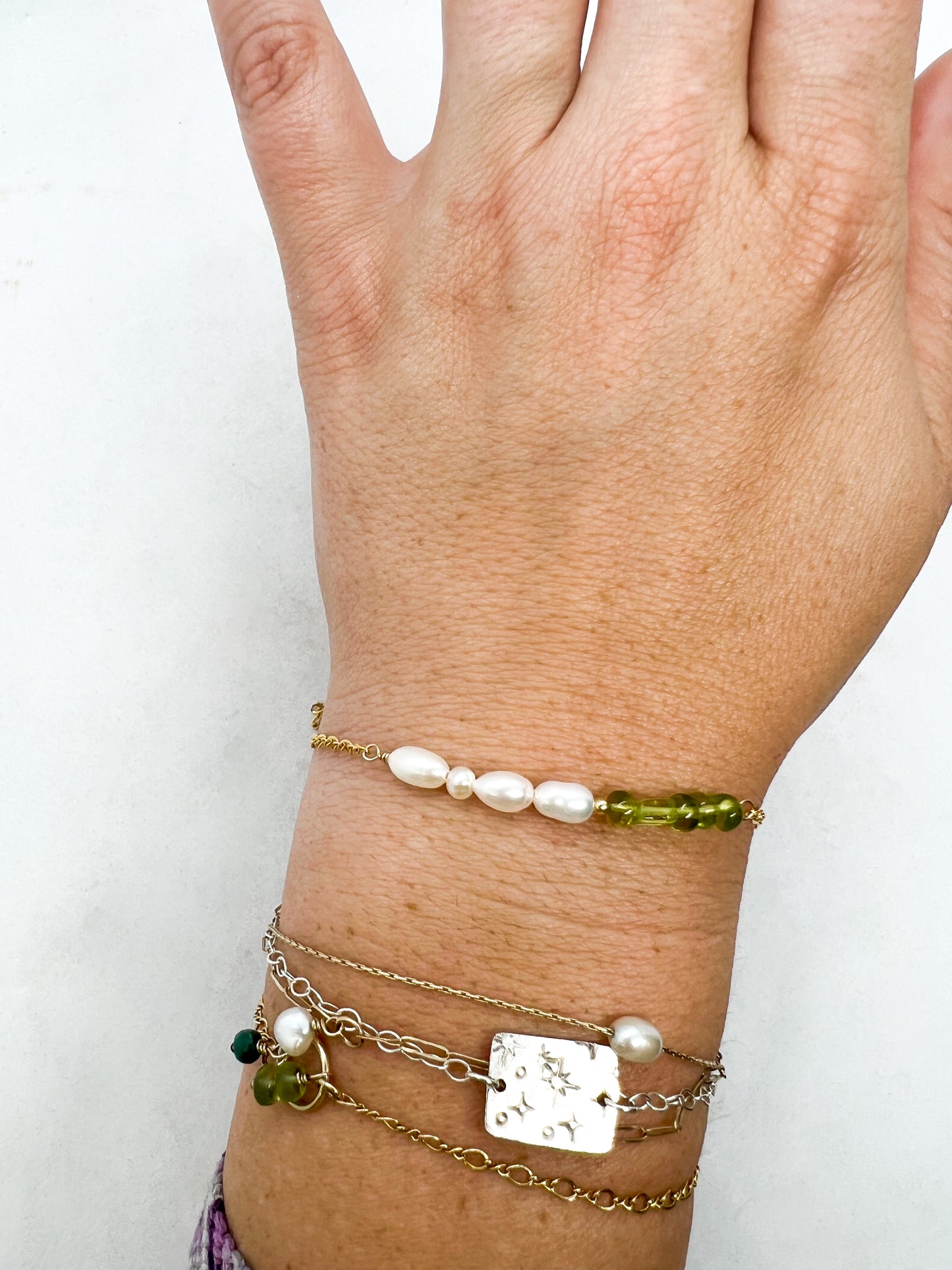 Peridot and Pearl Gemmy Bracelet