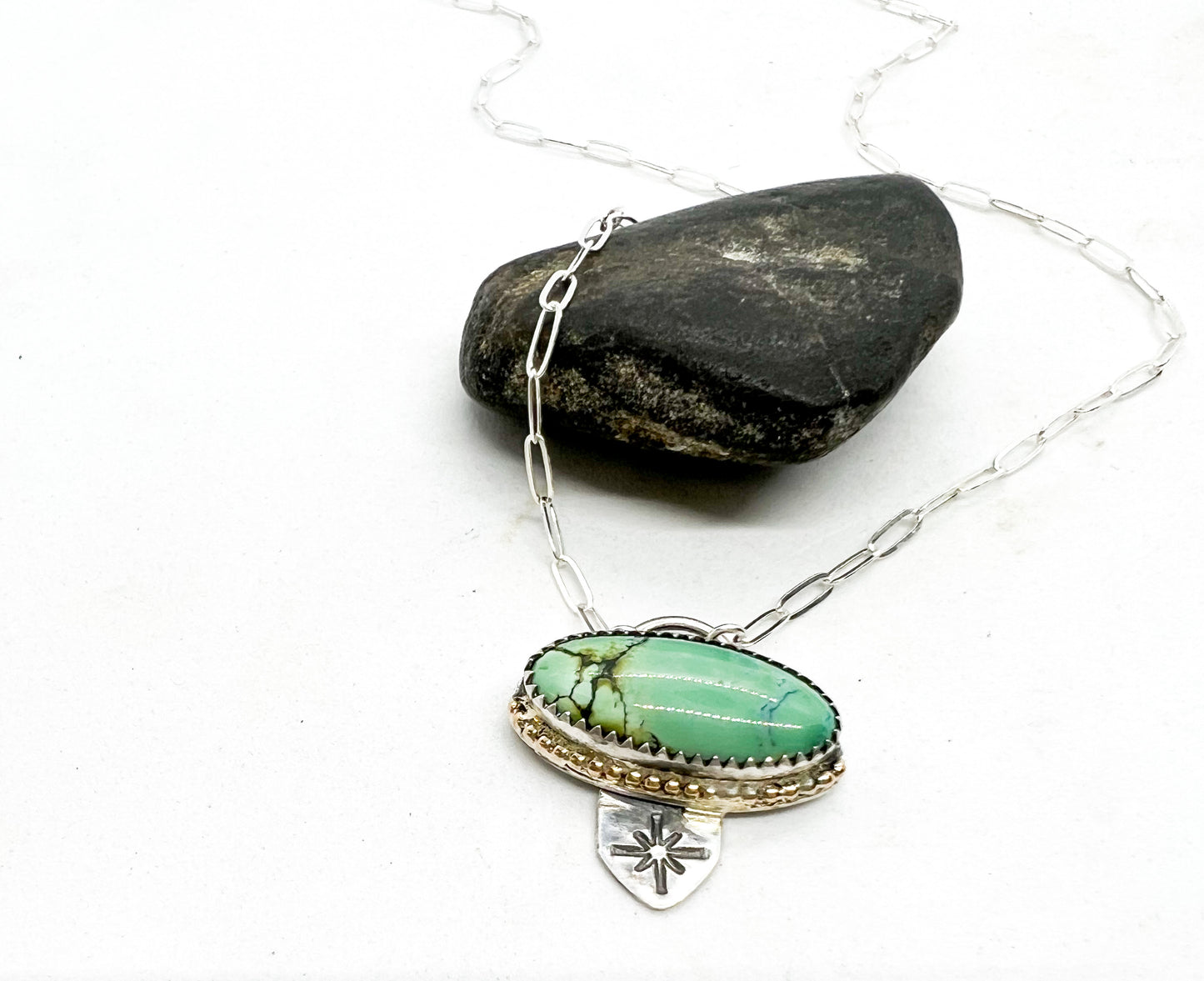 Turquoise Medallion with Star and Golden Halo