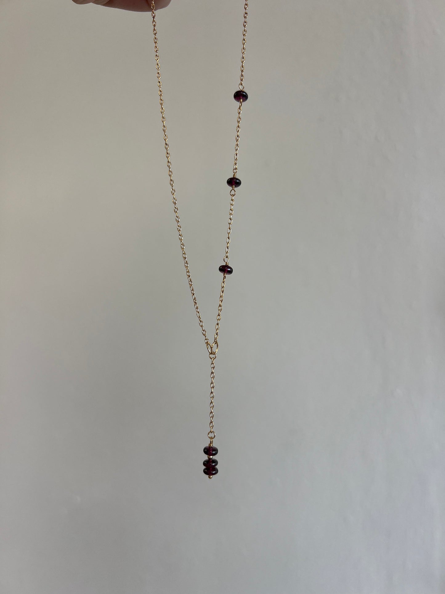 Asymmetrical Garnet Lariat