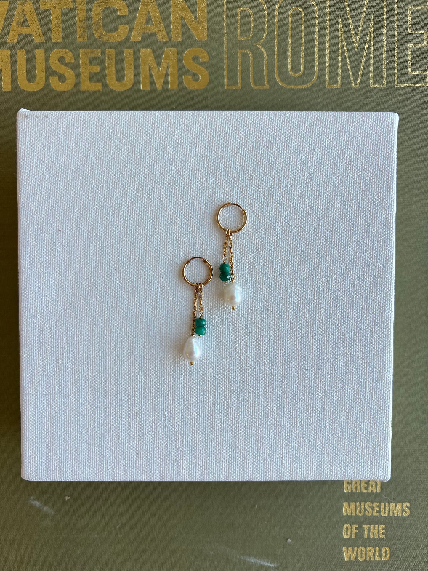 Emerald Pearl Pinch Hoops