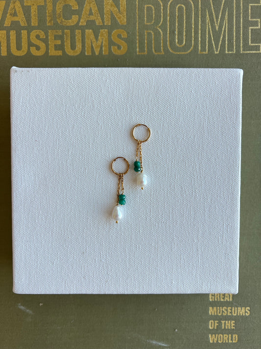 Emerald Pearl Pinch Hoops