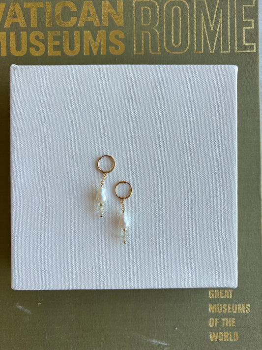 Aquamarine Pearl Pinch Hoops