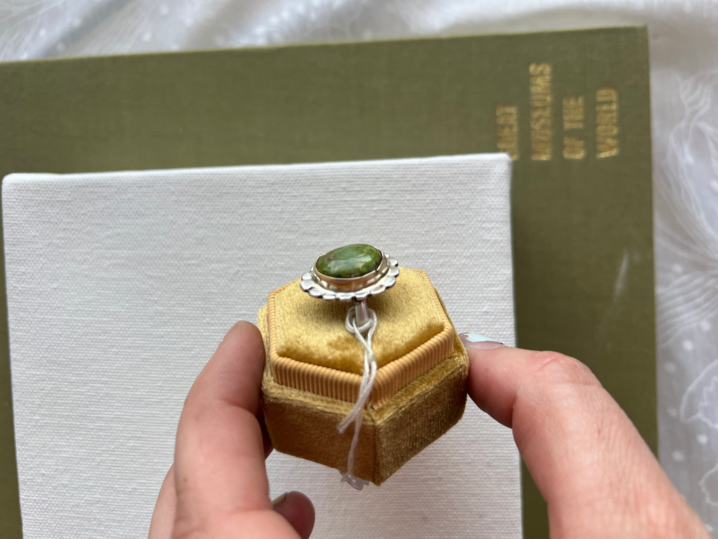 Green Turquoise Blossom Ring