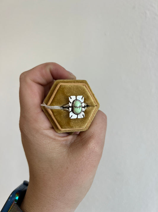 Medallion Ring With Mint Turquoise