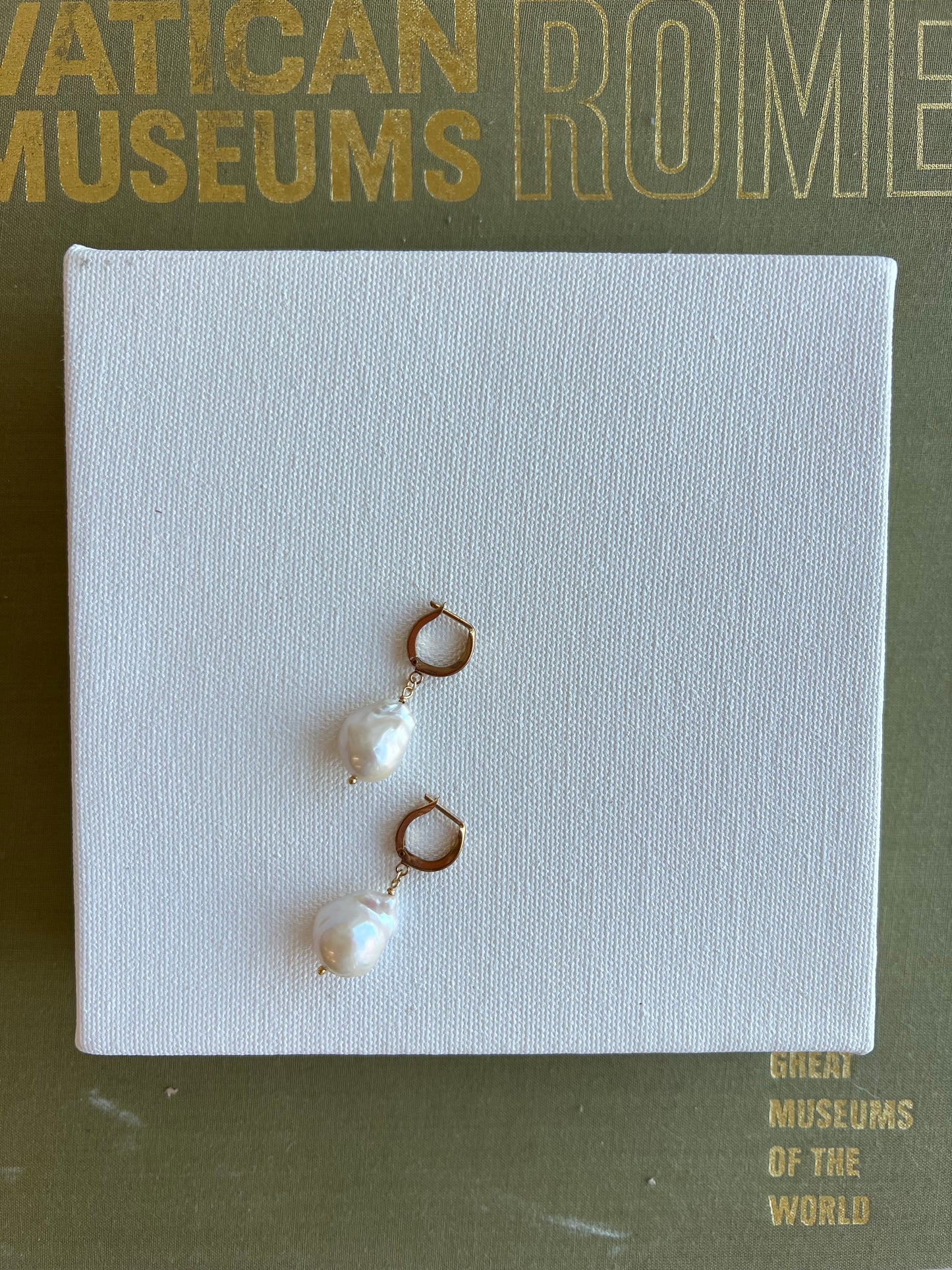 Baroque Pearl Hinge Hoops